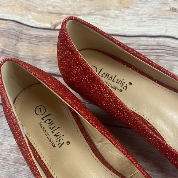 7 ruby red slip-on pumps by Lena Luisa NWOT - Picture 3 of 3